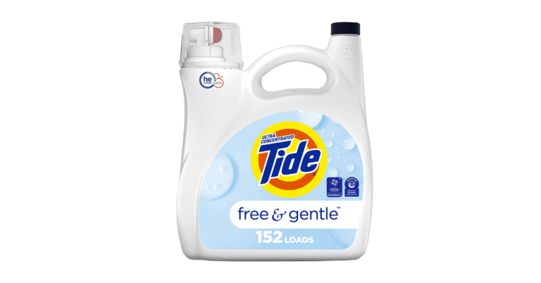 Bottle of Tide Free and Gentle Detergent